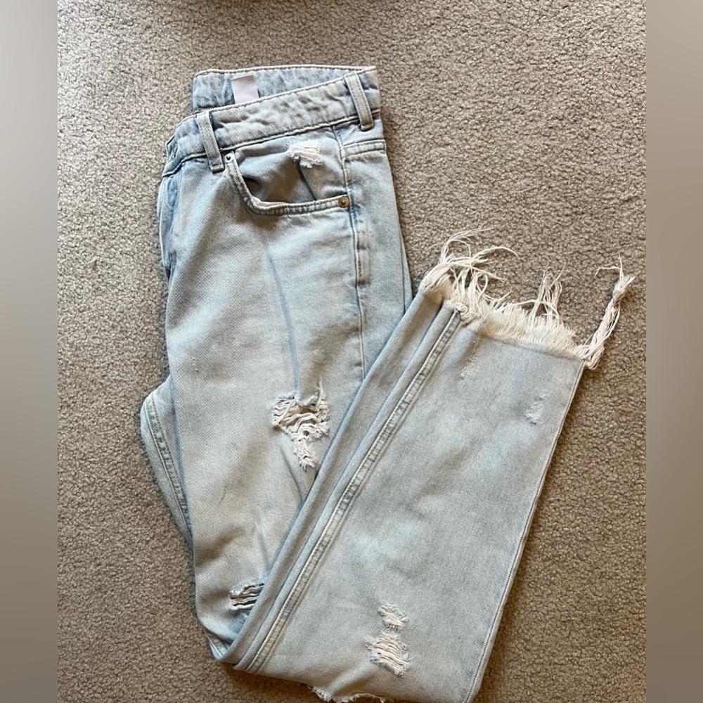 &denim light wash jeans , boyfriend low waist